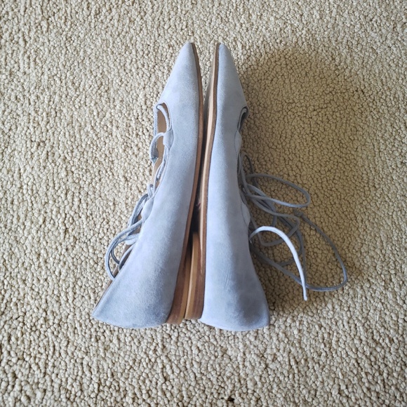 Michael Kors Blue Ankle Wrap Pointed Toe Flats - Picture 5 of 6